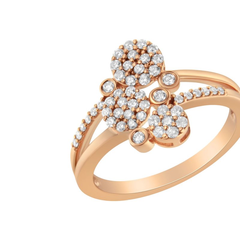 Haus Of Brilliance 14k Rose Gold Plated .925 Sterling Silver 1/2 Cttw Diamond Scatter Composite Bypass Ring In Pink