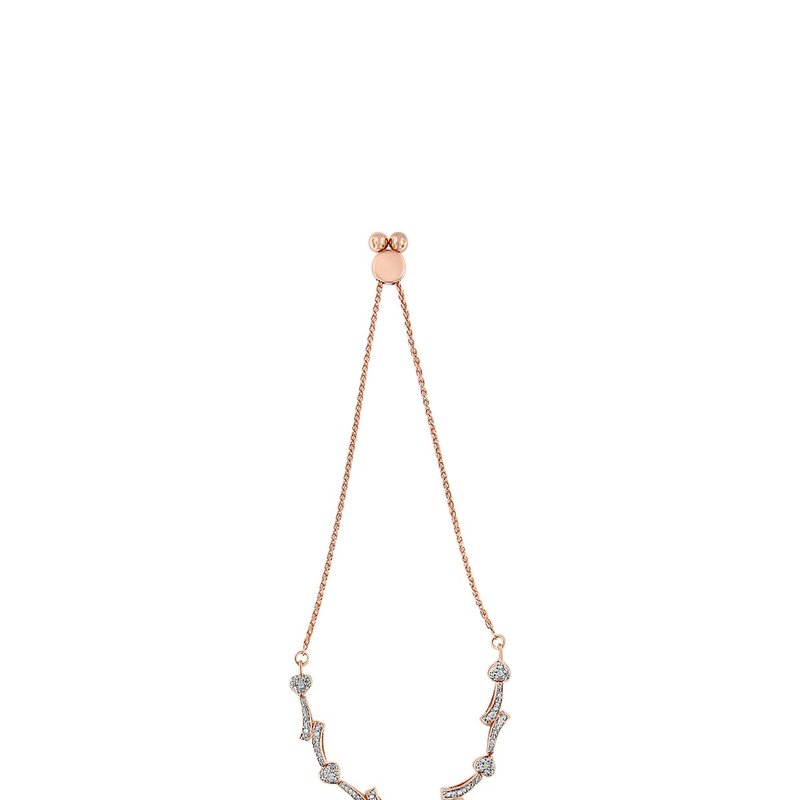 Haus Of Brilliance 14k Rose Gold Plated .925 Sterling Silver Diamond Accent Heart And Wave Link Bolo Bracelet In Pink