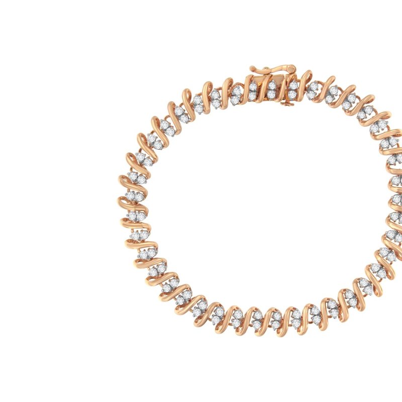 Haus Of Brilliance 14k Rose Gold Plated Sterling Silver Diamond S Link Tennis Bracelet In Pink