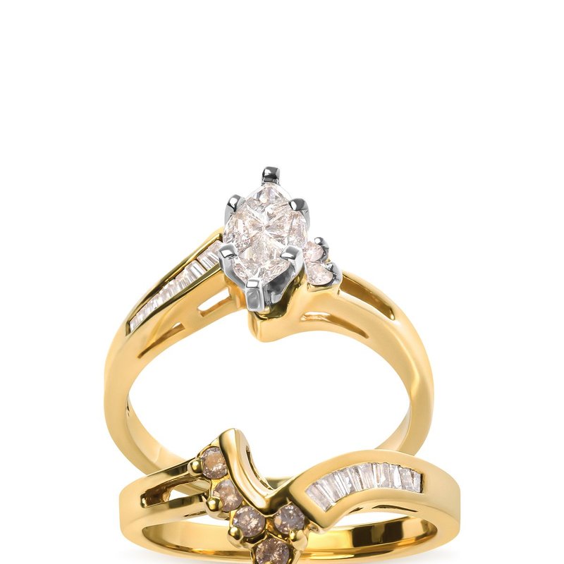 Haus Of Brilliance 14k Two Tone 3/4 Cttw Diamond Engagement Ring Set In Yellow