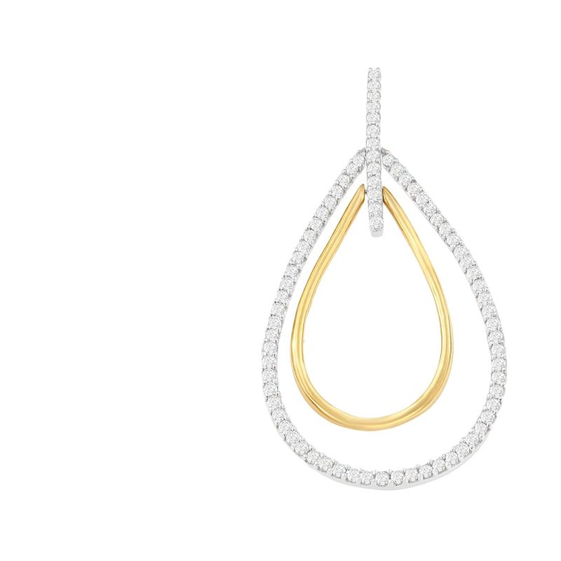 Haus Of Brilliance 14k Two-tone Gold Round Cut Diamond Double Burst Pendant Necklace In Yellow