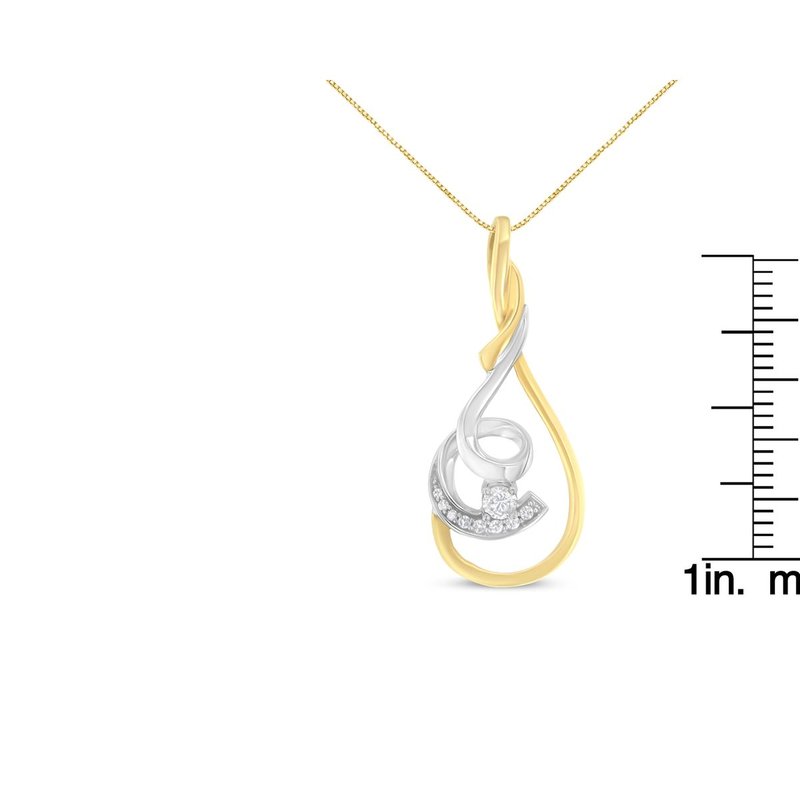 Shop Haus Of Brilliance 14k Two-tone Gold Round Cut Diamond Double Burst Pendant Necklace In Yellow