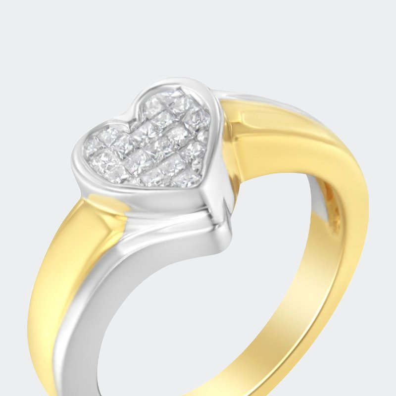 Haus Of Brilliance 14k Two-toned Gold Princess-cut Diamond Heart Promise Ring