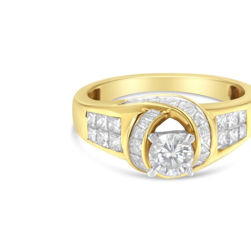 Haus Of Brilliance 14k Two-toned Gold Round, Baguette And Princess Cut Diamond Ring