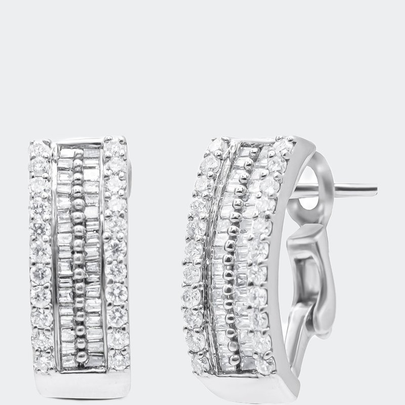 Haus Of Brilliance 14k White Gold 1 1/2 Cttw Round And Baguette Cut Diamond Earrings