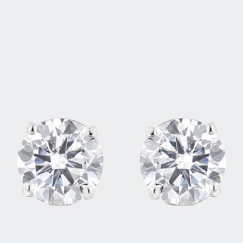 Haus Of Brilliance 14k White Gold 1-1/2 Cttw Round Brilliant-cut Diamond Classic 4-prong Stud Earrings With Screw Backs