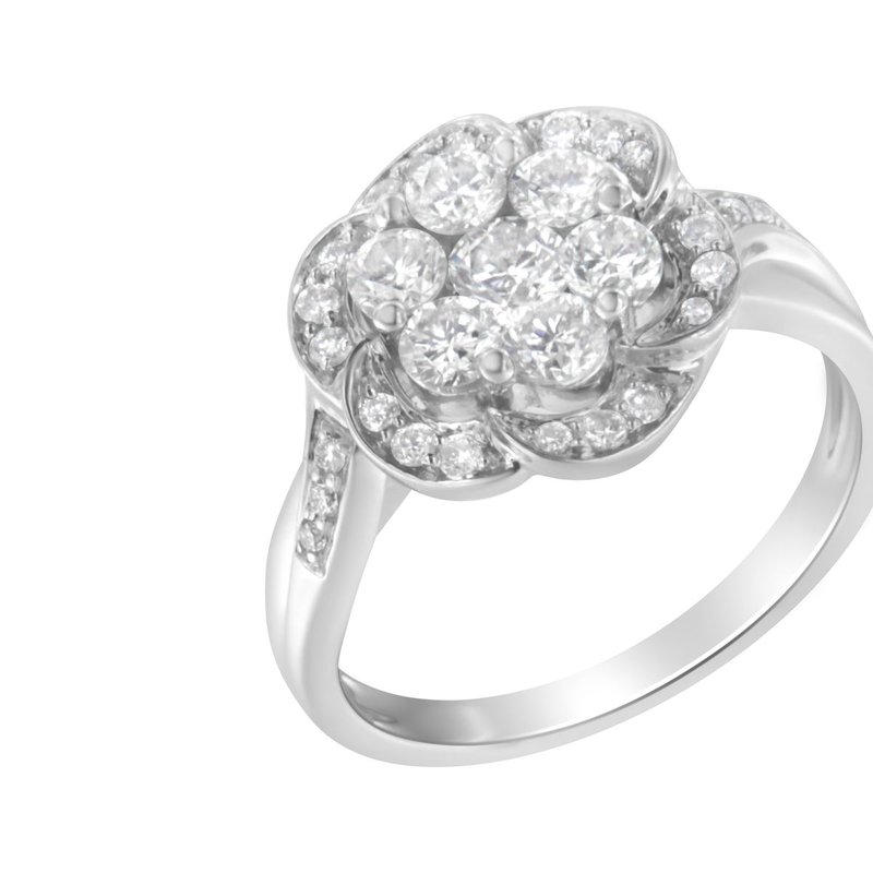 Haus Of Brilliance 14k White Gold 1-1/4 Cttw Brilliant Cut Diamond Three Round Floral Clusters Engagement Or Fashion Ri