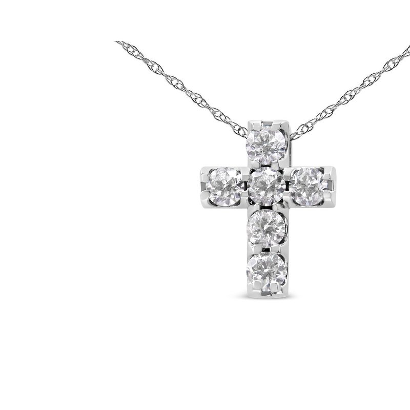 Haus Of Brilliance 14k White Gold 1/2 Cttw Round Diamond Mini Cross 18" Pendant Necklace