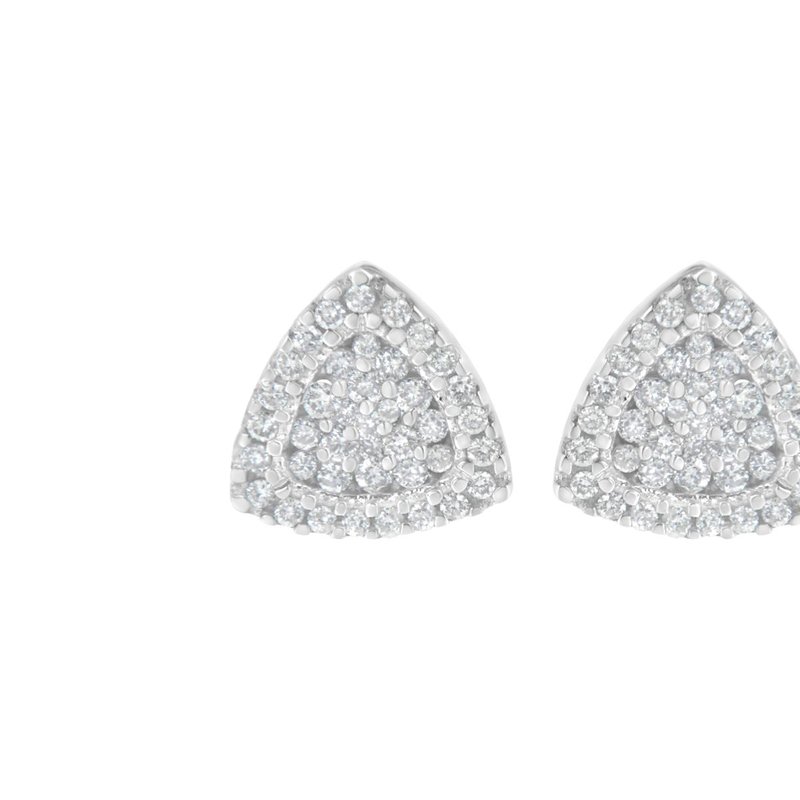Haus Of Brilliance 14k White Gold 1/2 Cttw Trillion Shaped Diamond Stud Earrings