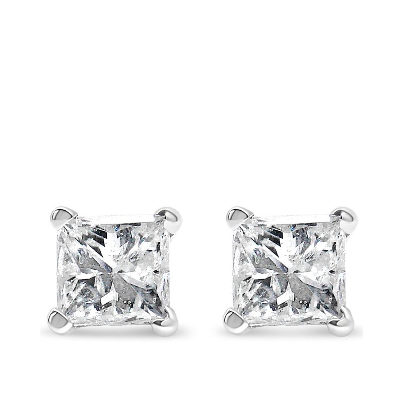 Haus Of Brilliance 14k White Gold 1/2ct Tdw Princess Cut Diamond Solitaire Stud Earrings