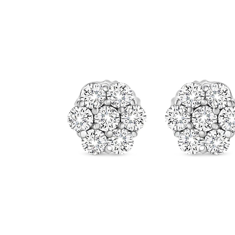 Haus Of Brilliance 14k White Gold 1/3 Cttw Floral Cluster Diamond Stud Earrings With Screw Backs
