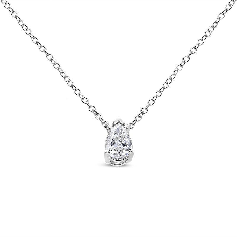 Haus Of Brilliance 14k White Gold 1/3 Cttw Pear Shape Solitaire Diamond 18" Pendant Necklace