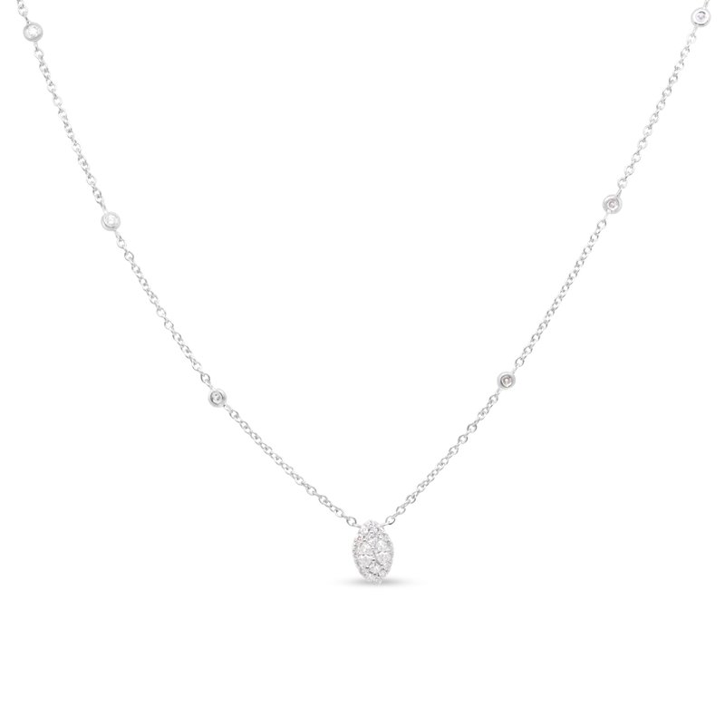 Haus Of Brilliance 14k White Gold 1/3 Cttw Round Diamond Marquise Shaped Station Necklace