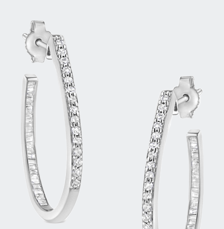 Haus Of Brilliance 14k White Gold 1/4 Cttw Channel-set Brilliant Round Cut Diamond Hoop Earrings