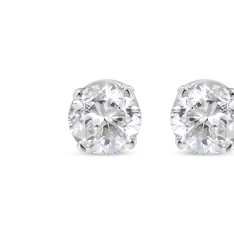 Haus Of Brilliance 14k White Gold 1/4 Cttw Lab Grown Diamond 4-prong Classic Solitaire Stud Earrings In Grey