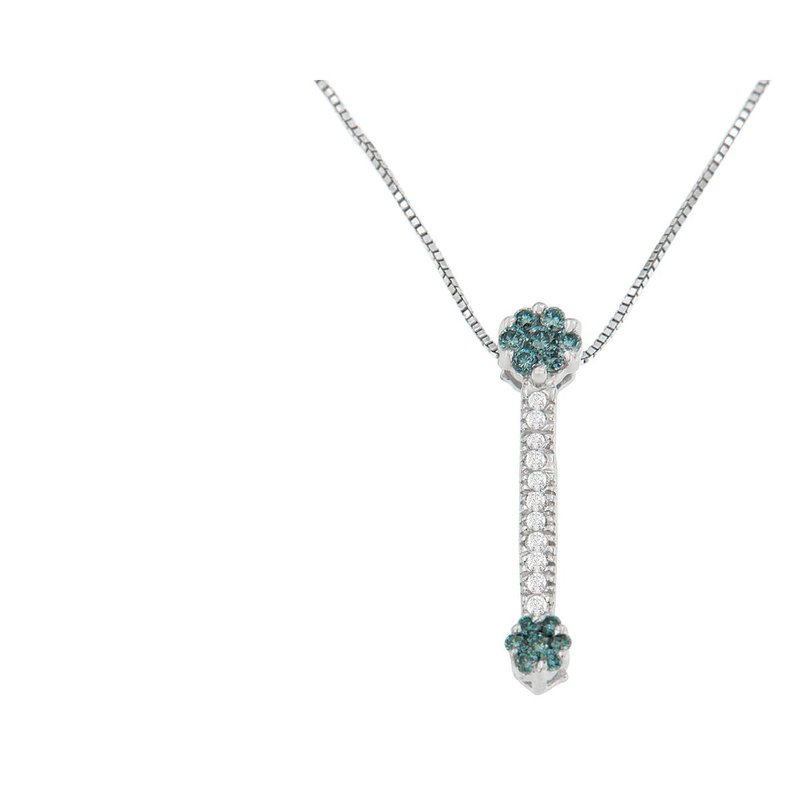 Haus Of Brilliance 14k White Gold 1/5 Cttw Treated Blue Round Cut Diamond Drop Pendant Necklace