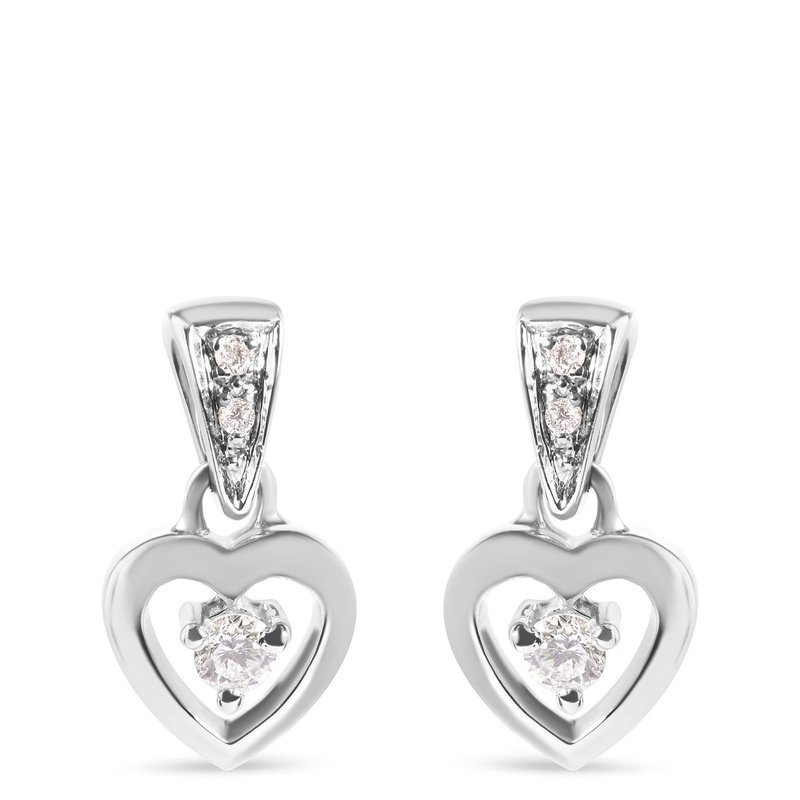 Haus Of Brilliance 14k White Gold 1/6 Cttw Diamond Dangle Heart Stud Earrings