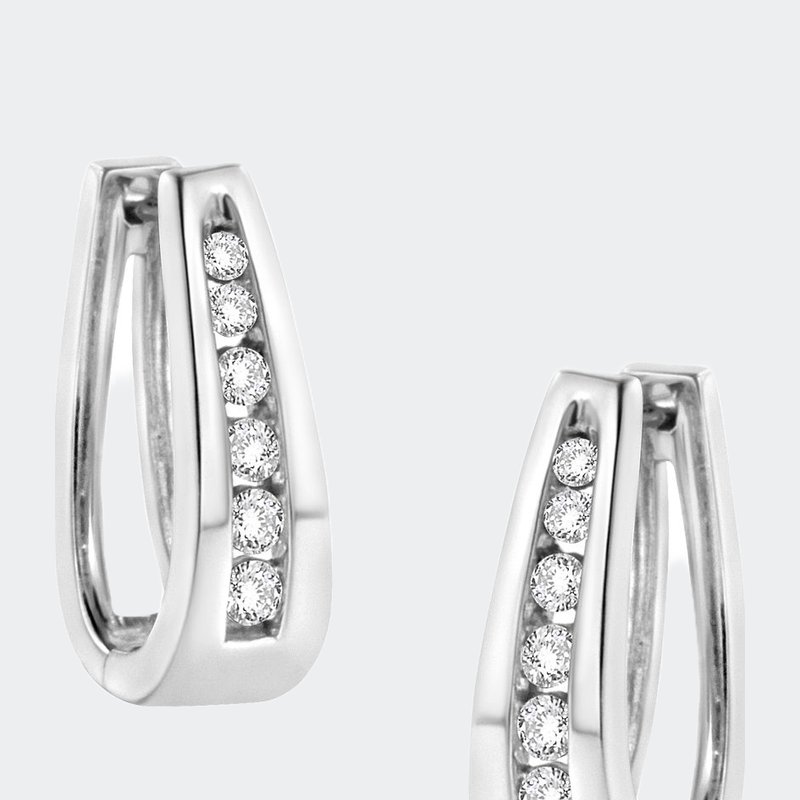 Haus Of Brilliance 14k White Gold 1.0 Cttw Channel-set Brilliant Round-cut Diamond Hoop Earrings In Grey
