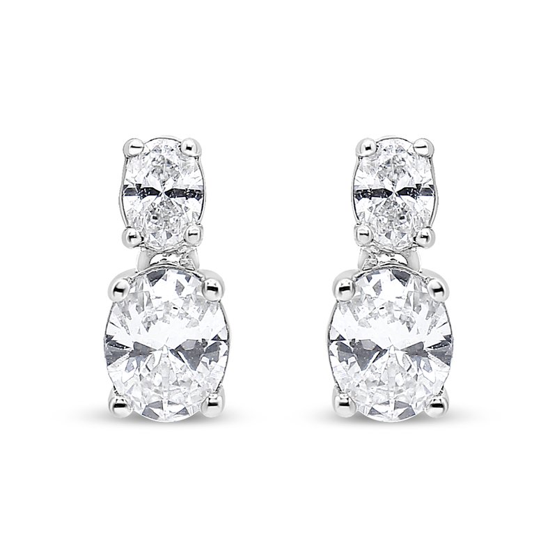 Haus Of Brilliance 14k White Gold 1.0 Cttw Oval Lab Grown Diamond 2 Stone Drop And Dangle Stud Earrings