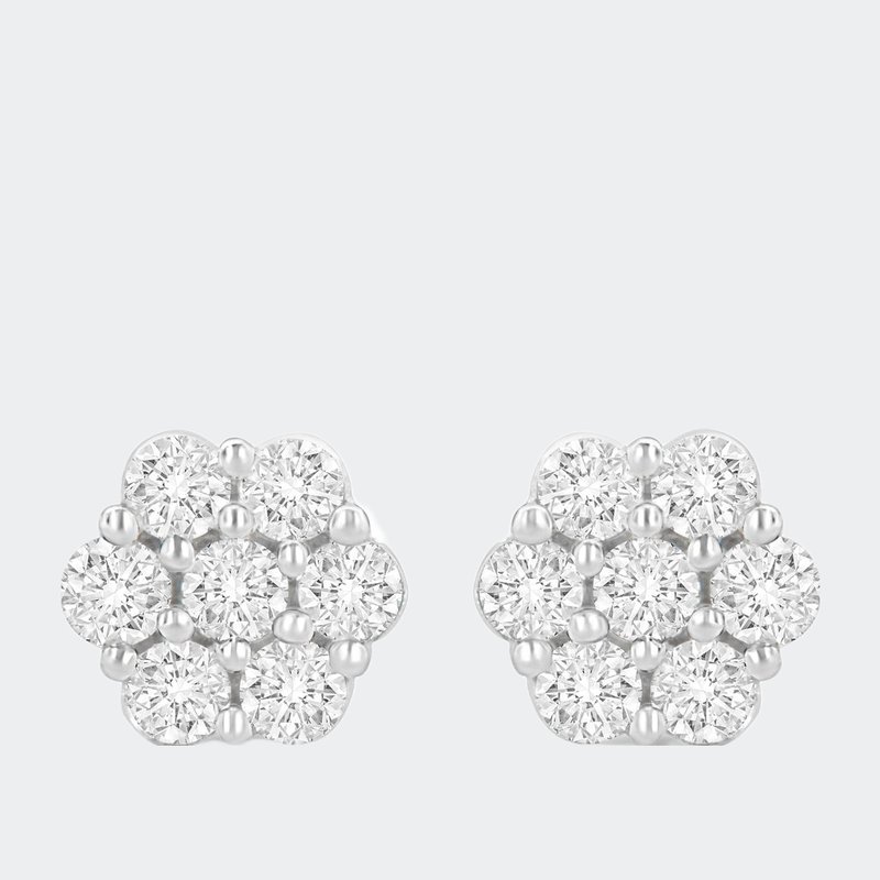 Haus Of Brilliance 14k White Gold 1.0 Cttw Prong Set Round Cut Diamond Floral Stud Earrings