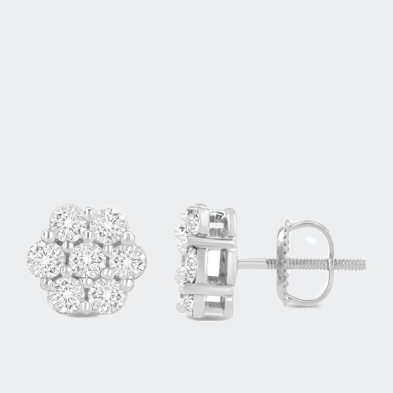 Shop Haus Of Brilliance 14k White Gold 1.0 Cttw Prong Set Round Cut Diamond Floral Stud Earrings