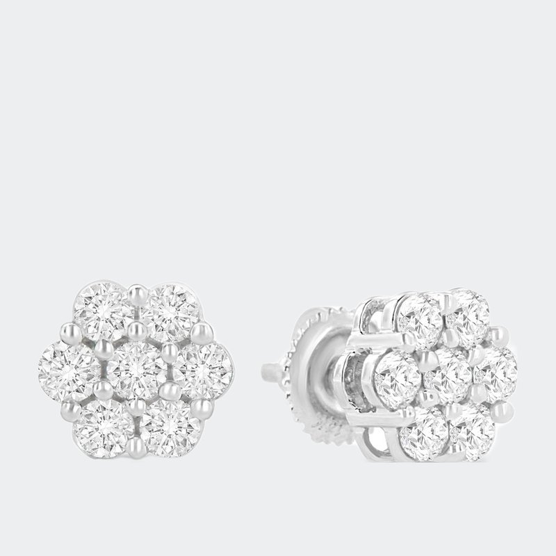 Shop Haus Of Brilliance 14k White Gold 1.0 Cttw Prong Set Round Cut Diamond Floral Stud Earrings