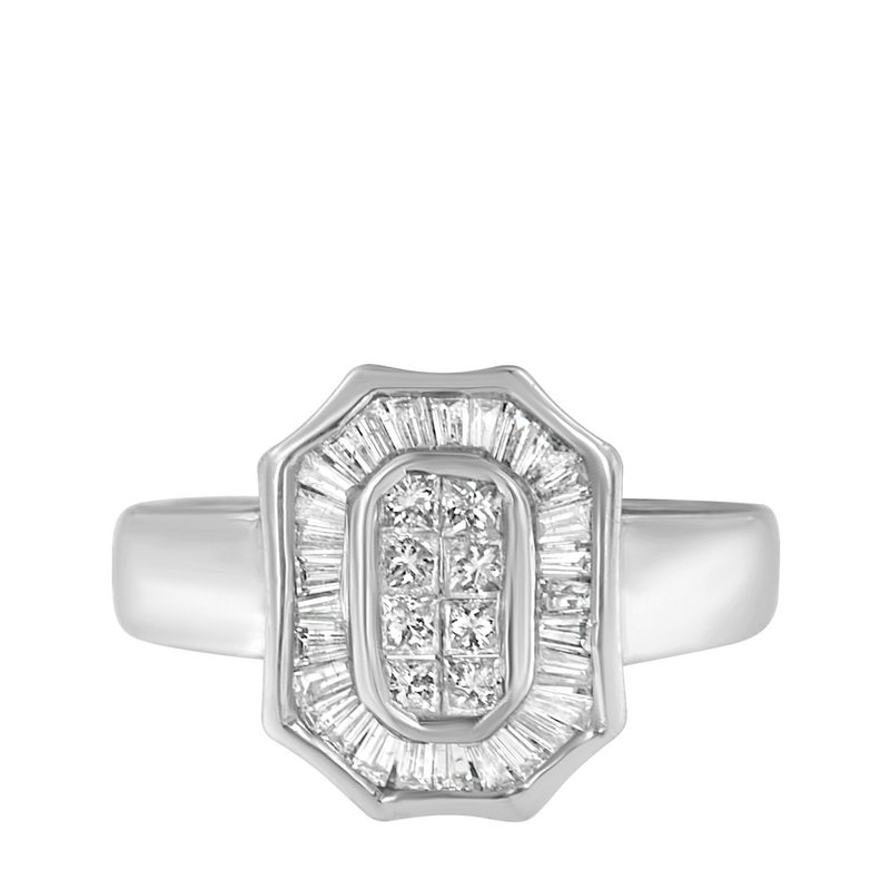 Haus Of Brilliance 14k White Gold 1.00 Cttw Baguette And Princess-cut Diamond Cocktail Art Deco Style Ring