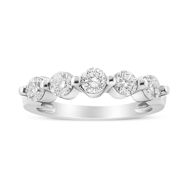 Haus Of Brilliance 14k White Gold 1.00 Cttw Brilliant Round Cut Diamond 5-stone Band Ring H-i Color, Si2-i1 Clarity