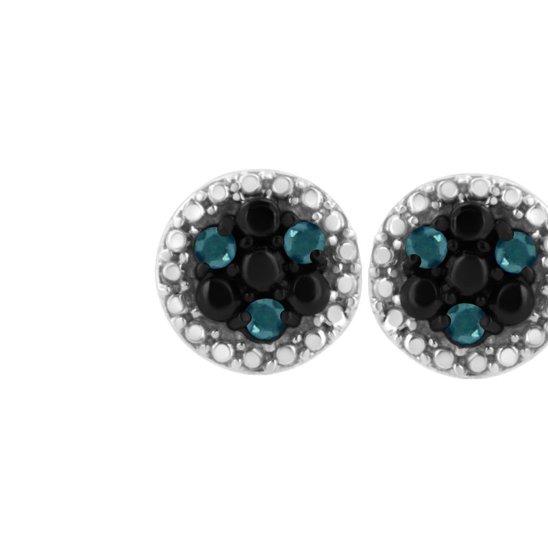Haus Of Brilliance 14k White Gold 1.00 Cttw Princess And Round-cut Diamond Square Stud Earrings In Black