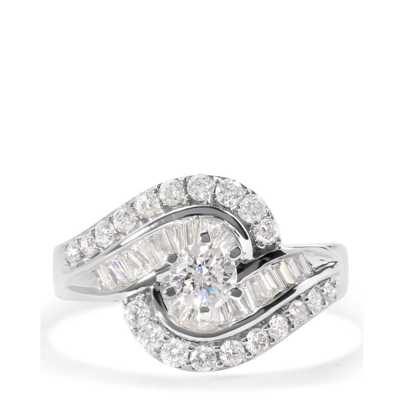 Haus Of Brilliance 14k White Gold 1.00 Cttw Round And Baguette Cut Diamond Swirl Cocktail Ring