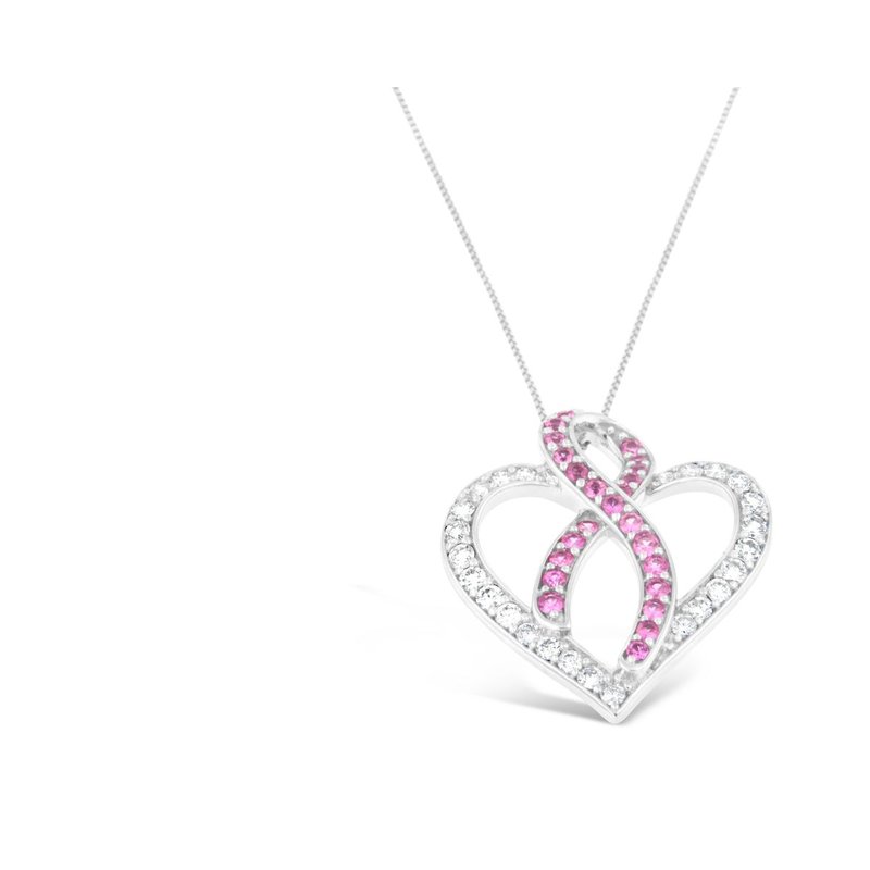 Haus Of Brilliance 14k White Gold 1ct. Tgw Diamond And Pink Sapphire Gemstone Pendant Necklace
