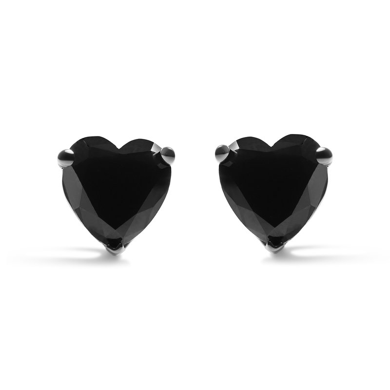 Haus Of Brilliance 14k White Gold 2.00 Cttw Black Heart Shaped Diamond Solitaire Stud Earrings (black Color, I1-i2 Clar