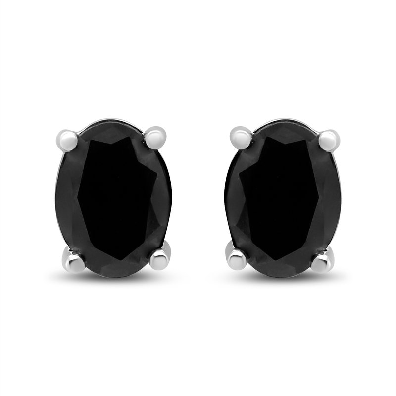 Haus Of Brilliance 14k White Gold 2.00 Cttw Oval Cut Black Diamond 4 Prong Stud Earrings With Screw