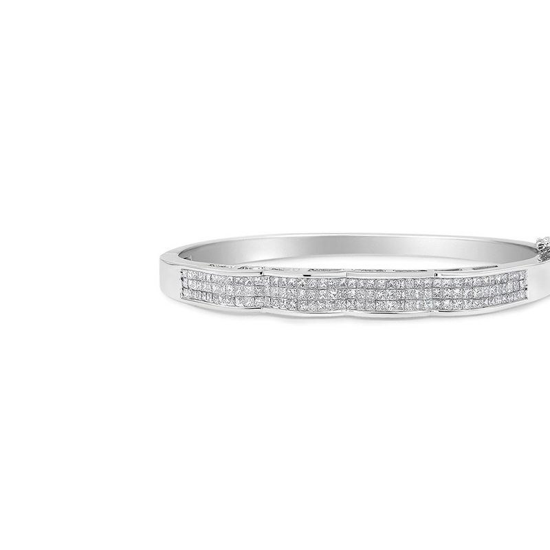 Shop Haus Of Brilliance 14k White Gold 3 1/3 Cttw Invisible Set Princess-cut Diamond Wave Bangle Bracelet