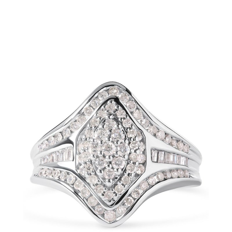 Haus Of Brilliance 14k White Gold 3/4 Cttw Round And Baguette Cut Diamond Cluster Ring