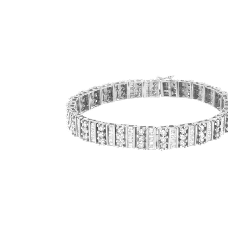 Haus Of Brilliance 14k White Gold 4 7/8 Cttw Baguette & Round Brilliant-cut Diamond Channel- & Prong-set Tennis Bracele
