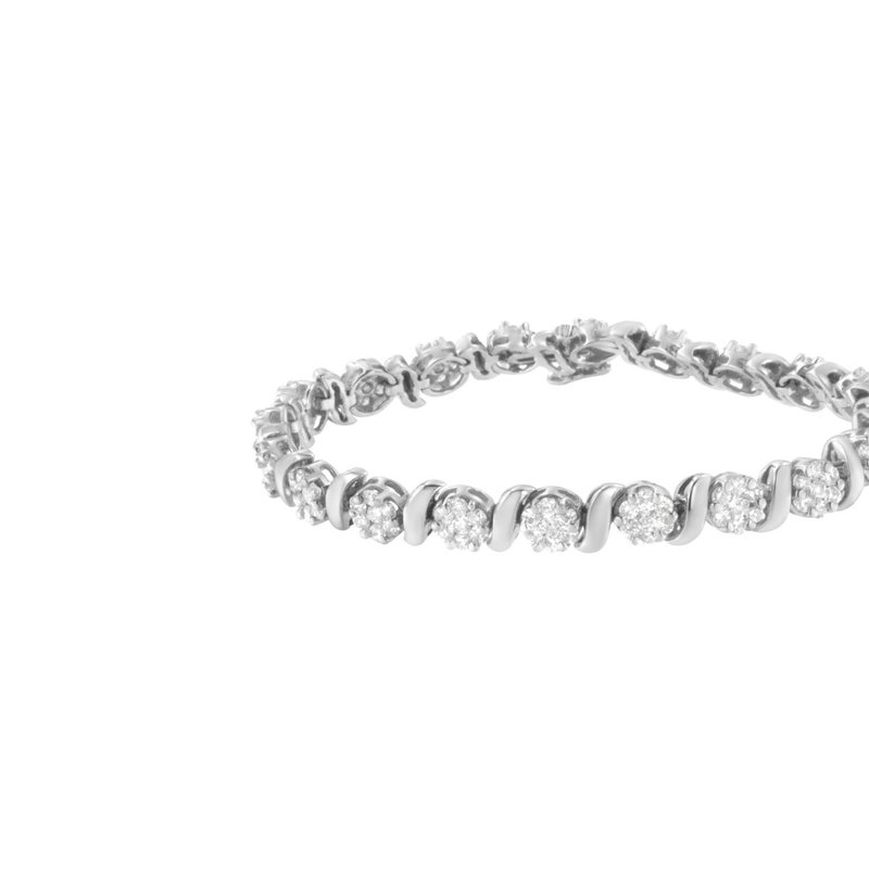 Haus Of Brilliance 14k White Gold 5 1/4 Cttw Diamond S-link Floral Cluster Tennis Bracelet