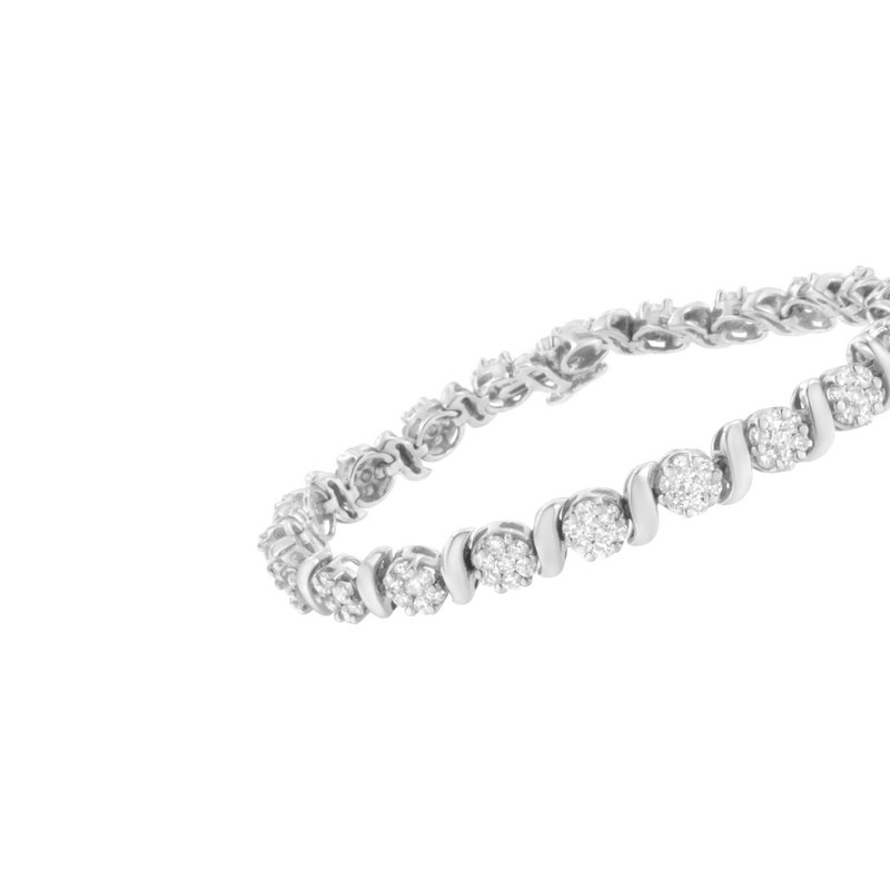 Shop Haus Of Brilliance 14k White Gold 5 1/4 Cttw Diamond S-link Floral Cluster Tennis Bracelet