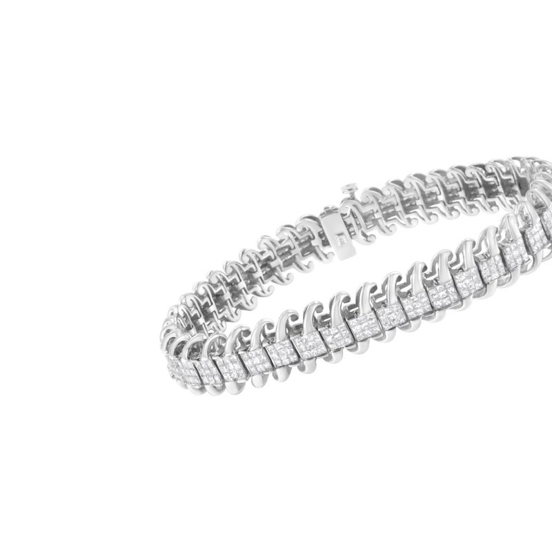 Shop Haus Of Brilliance 14k White Gold 5.0 Cttw Princess Cut Diamond 7" Invisible Set Wavy S-link Tennis Bracelet