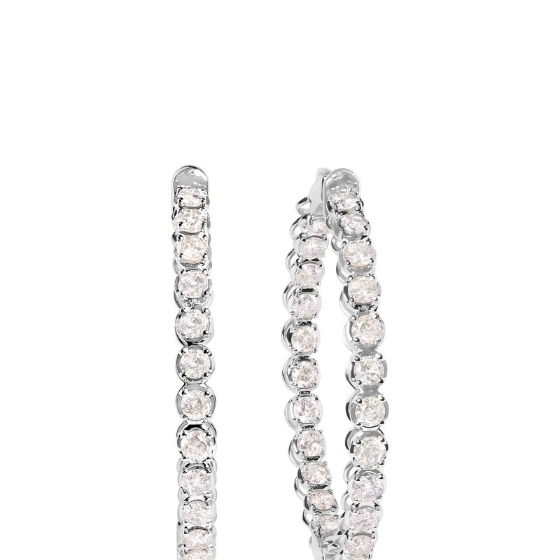 Haus Of Brilliance 14k White Gold 7.0 Cttw Diamond 1-¾ Inside Out Hinged Leverback Hoop Earrings