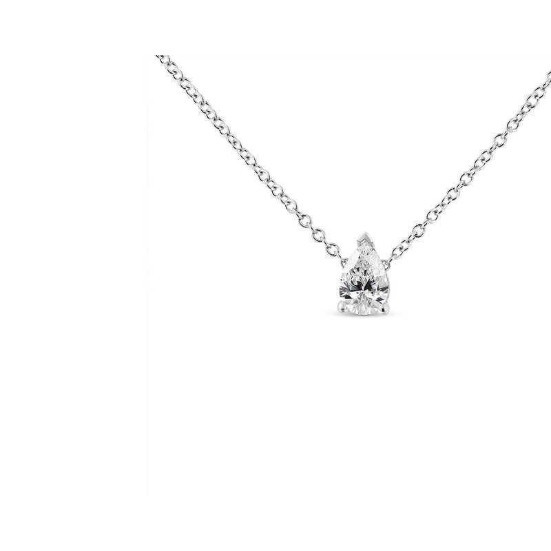 Haus Of Brilliance 14k White Gold Pear Shape Lab Grown Diamond Solitaire Pendant Necklace