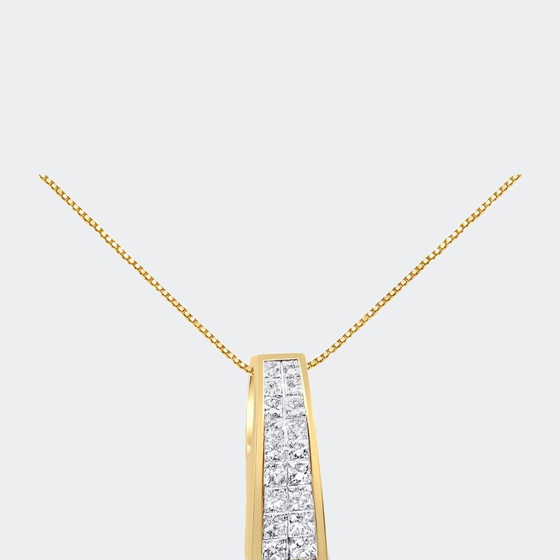 Haus Of Brilliance 14k Yellow Gold 1 1/2 Cttw Princess Cut Diamond Greek Column Pendant Necklace
