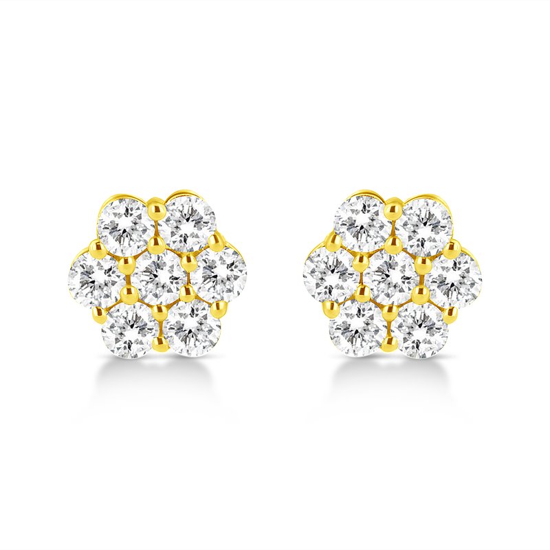 Haus Of Brilliance 14k Yellow Gold 1/2 Cttw Brilliant Round Cut Diamond Floral Cluster Stud Earrings With Pushbacks (j-