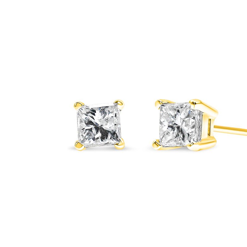 Haus Of Brilliance 14k Yellow Gold 1/2 Cttw Princess-cut Square Near Colorless Diamond Classic 4-prong Solitaire Stud E