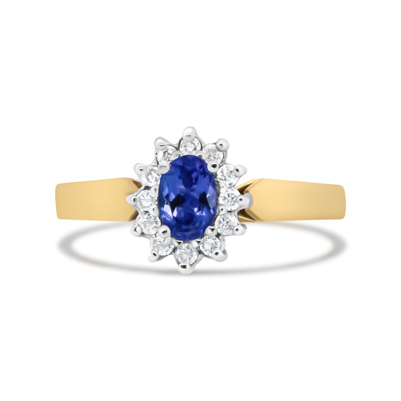 Shop Haus Of Brilliance 14k Yellow Gold 1/5 Cttw Round Diamond And 6 X 4 Mm Oval Blue Tanzanite Halo Ring