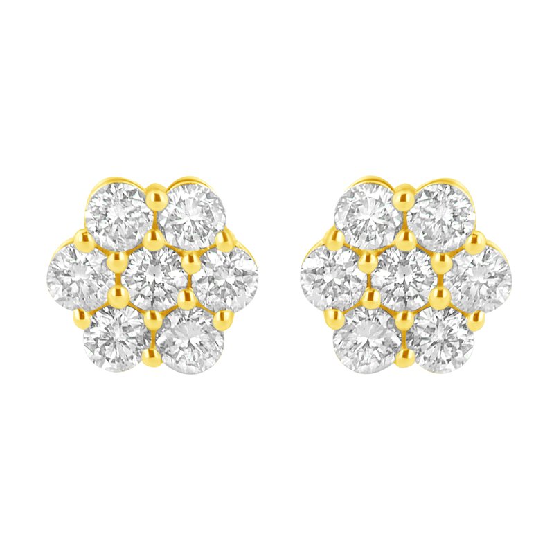 Haus Of Brilliance 14k Yellow Gold 1.0 Cttw Diamond Flower Earring