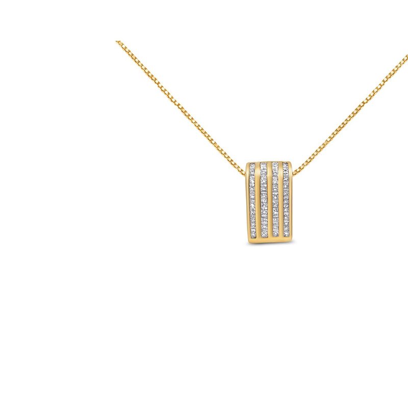 Haus Of Brilliance 14k Yellow Gold 2 1/3 Cttw Princess Cut Diamond Block Pendant Necklace