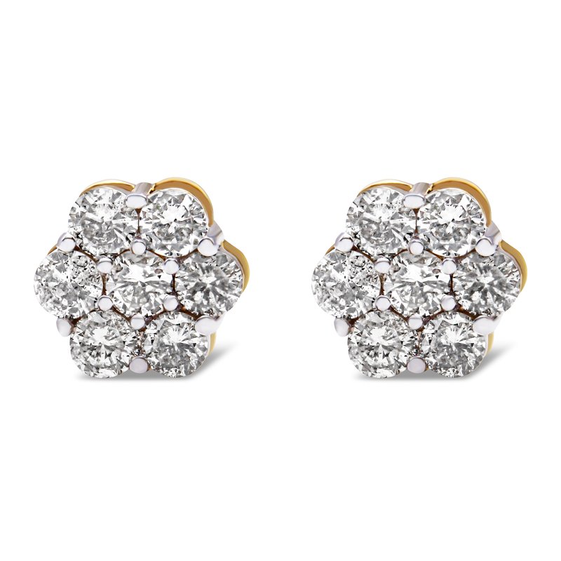 Haus Of Brilliance 14k Yellow Gold 2.0 Cttw Diamond Floral Cluster Stud Earring With Screw Back (h-i Color, Si1-si2 Cla