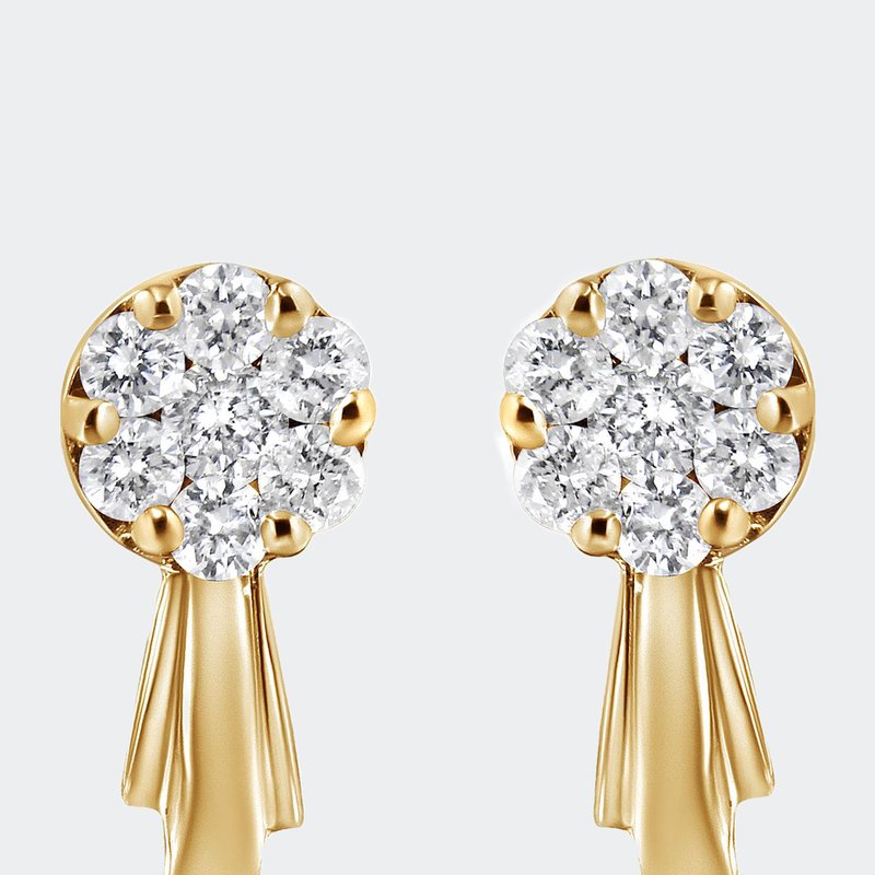 Haus Of Brilliance 14k Yellow Gold 3/4 Cttw Diamond Floral Cluster Drop And Dangle Stud Earrings