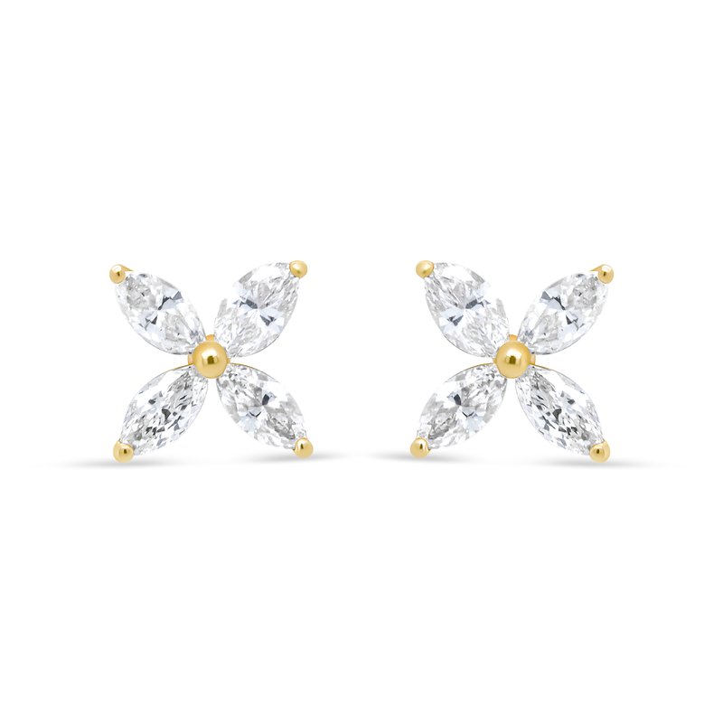 Haus Of Brilliance 14k Yellow Gold 3/4 Cttw Marquise Diamond 8 Stone Floral Leaf Stud Earrings